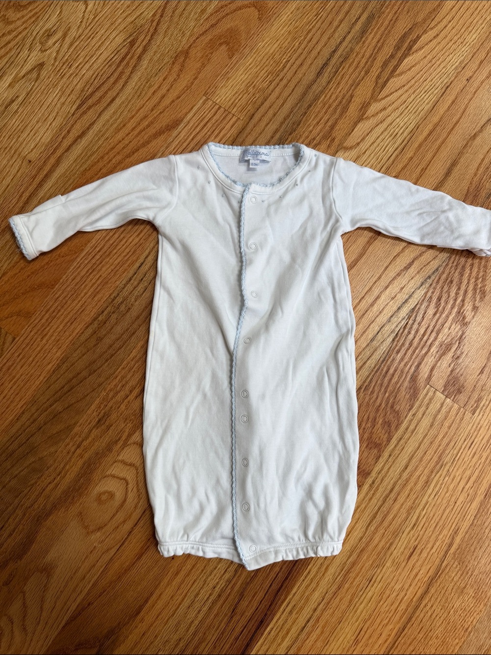 Soft White Infant Sleep Gown with Front Snaps